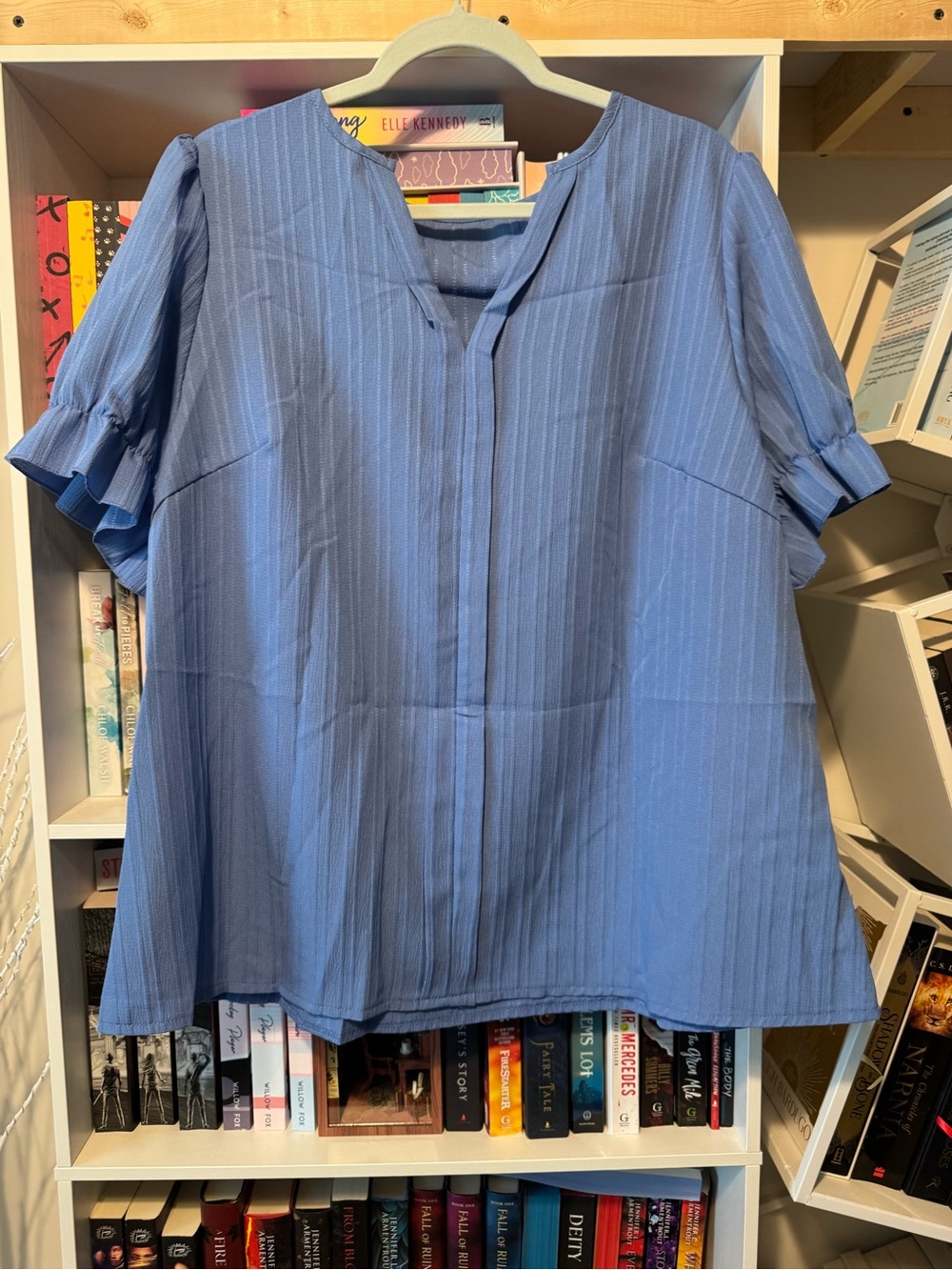 Blue Short Ruffle Sleeve Tunic